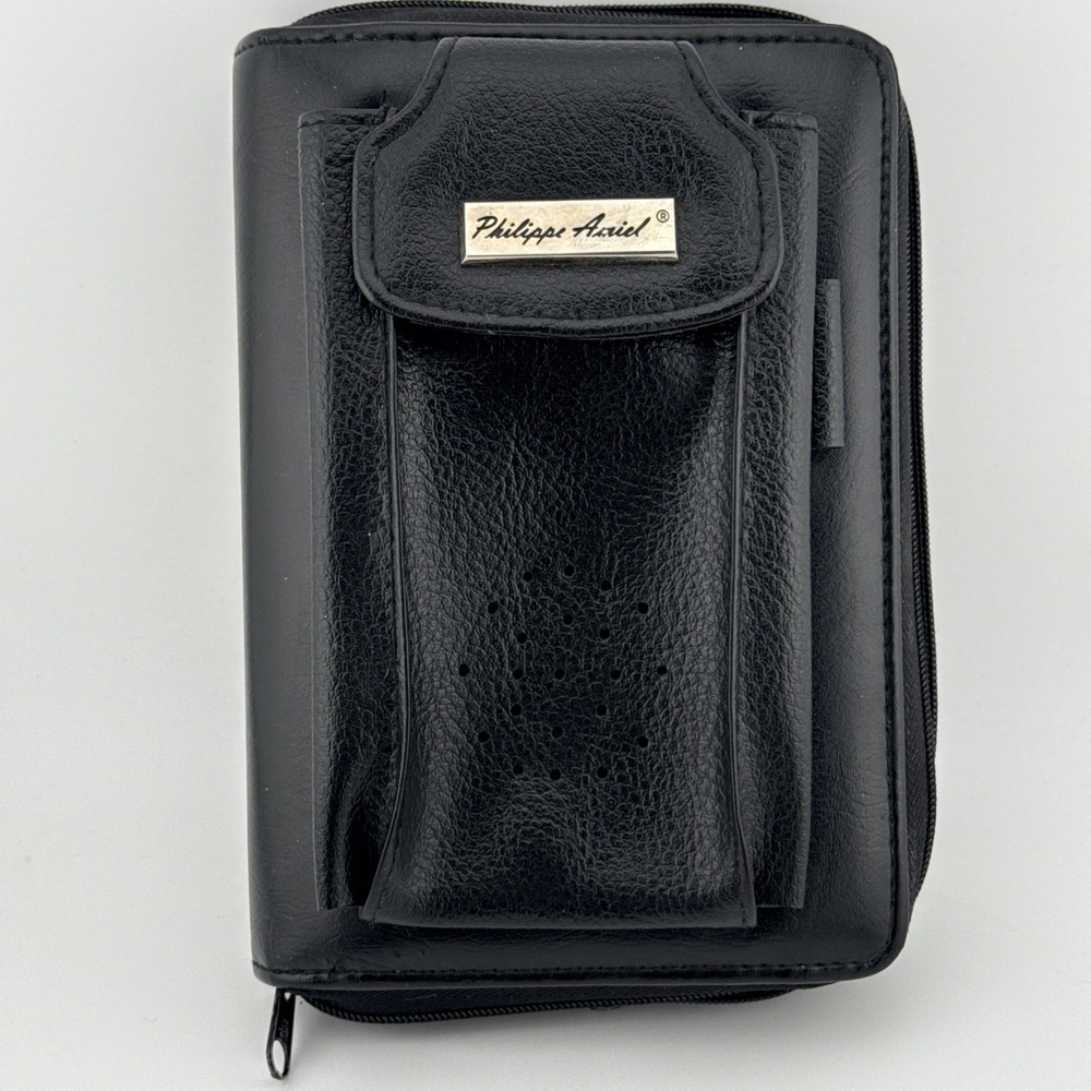 Vintage‎ 90s Y2k Philippe Amiel Leather Black Deluxe Personal Organizer Planner